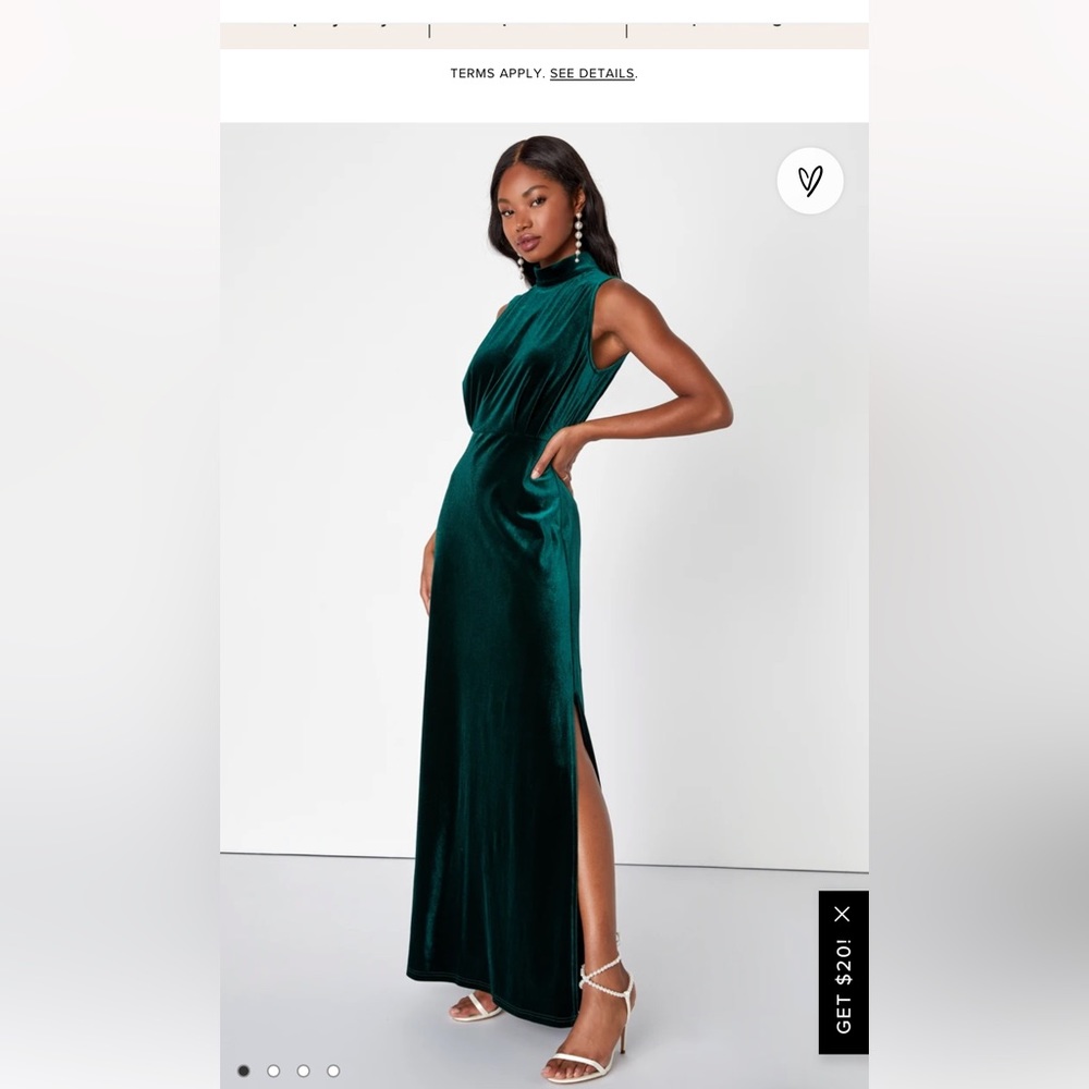 Lulus Classic Elegance Emerald Velvet Sleeveless Mock Neck Maxi Dress